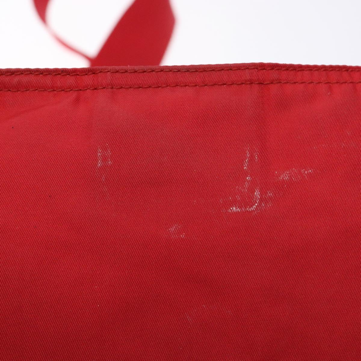 PRADA Shoulder Bag Nylon Red Silver Auth bs28053