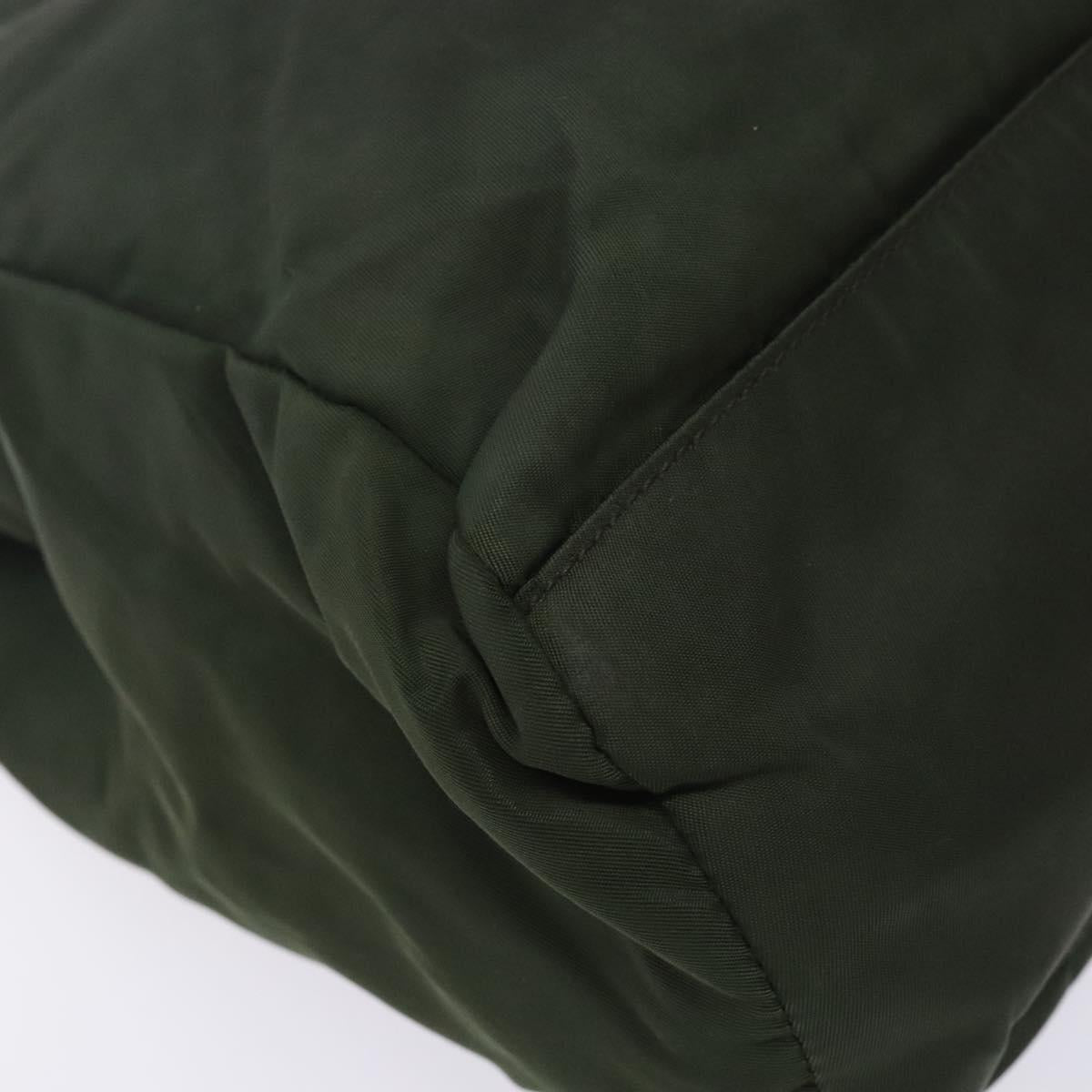 PRADA Tote Bag Nylon Khaki Silver Auth bs28055