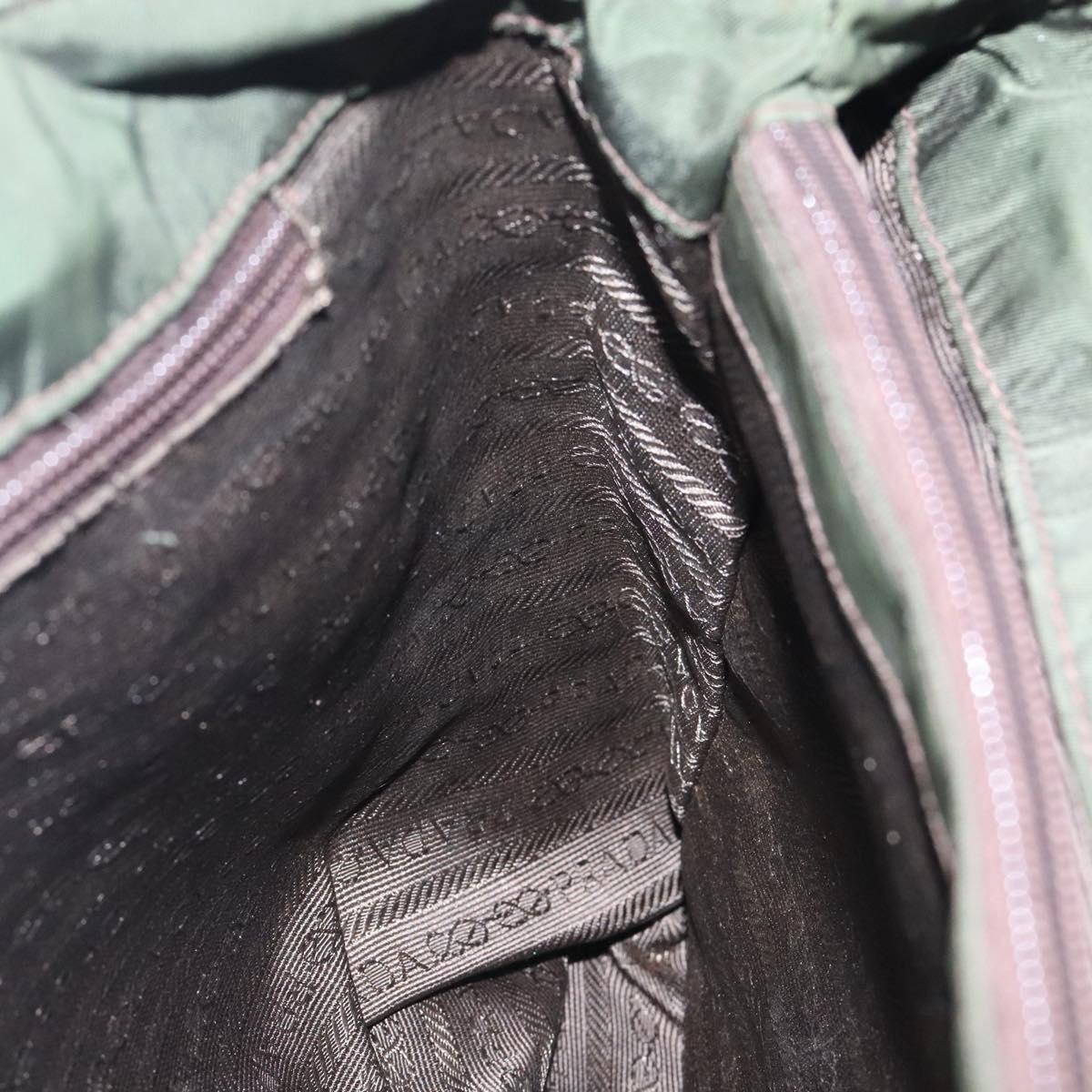 PRADA Tote Bag Nylon Khaki Silver Auth bs28055