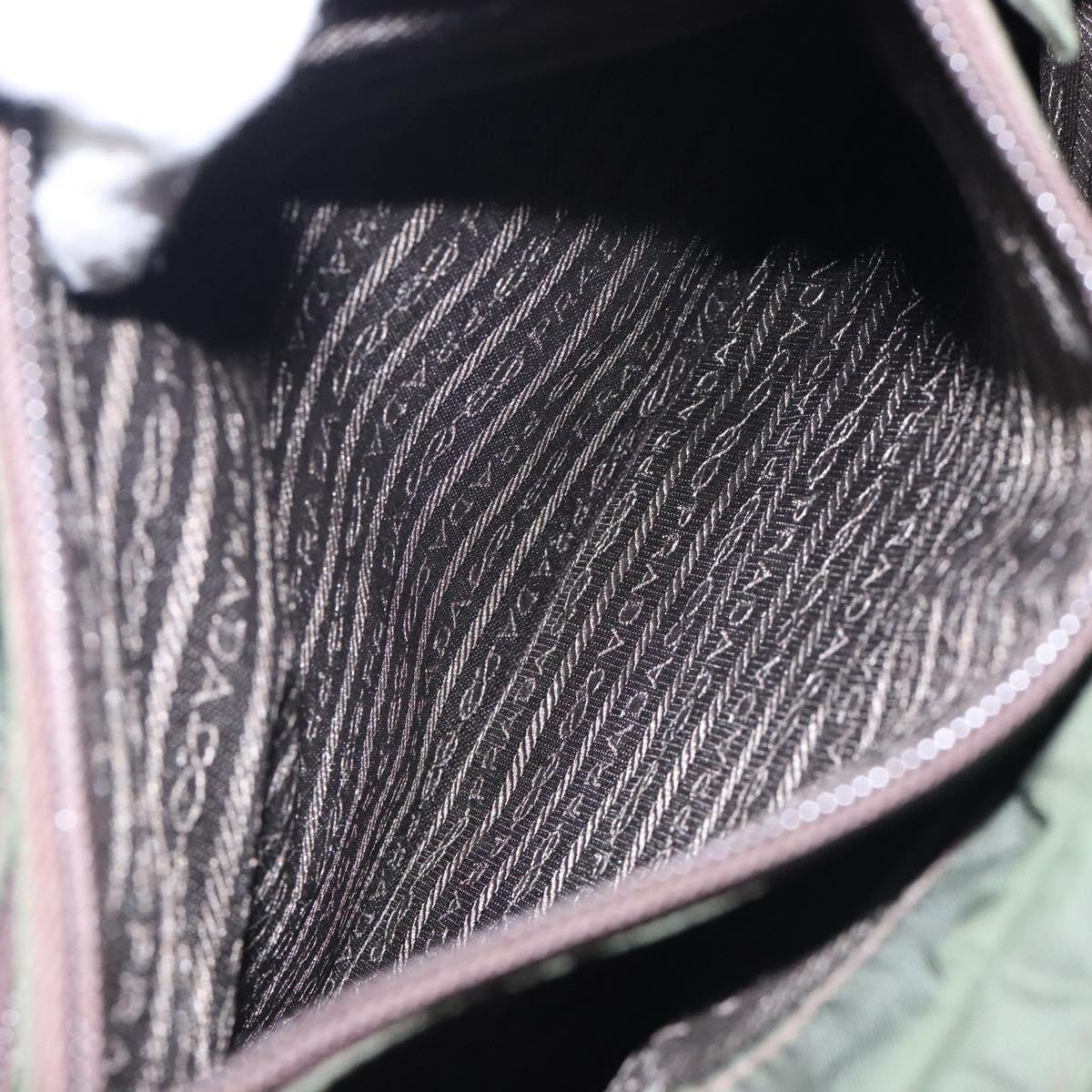 PRADA Tote Bag Nylon Khaki Silver Auth bs28055