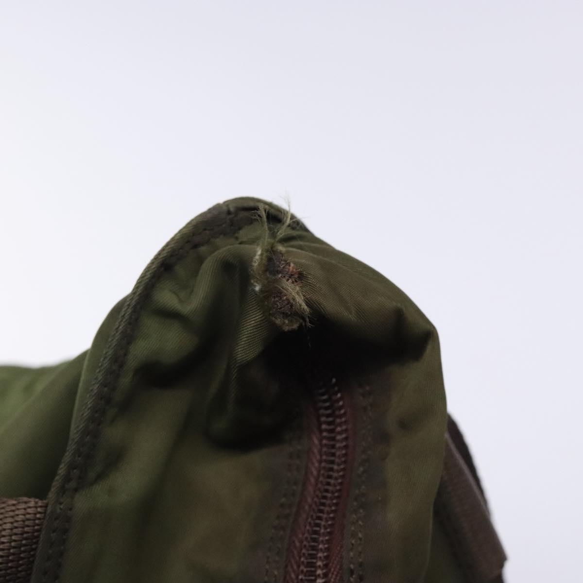 PRADA Tote Bag Nylon Khaki Silver Auth bs28058