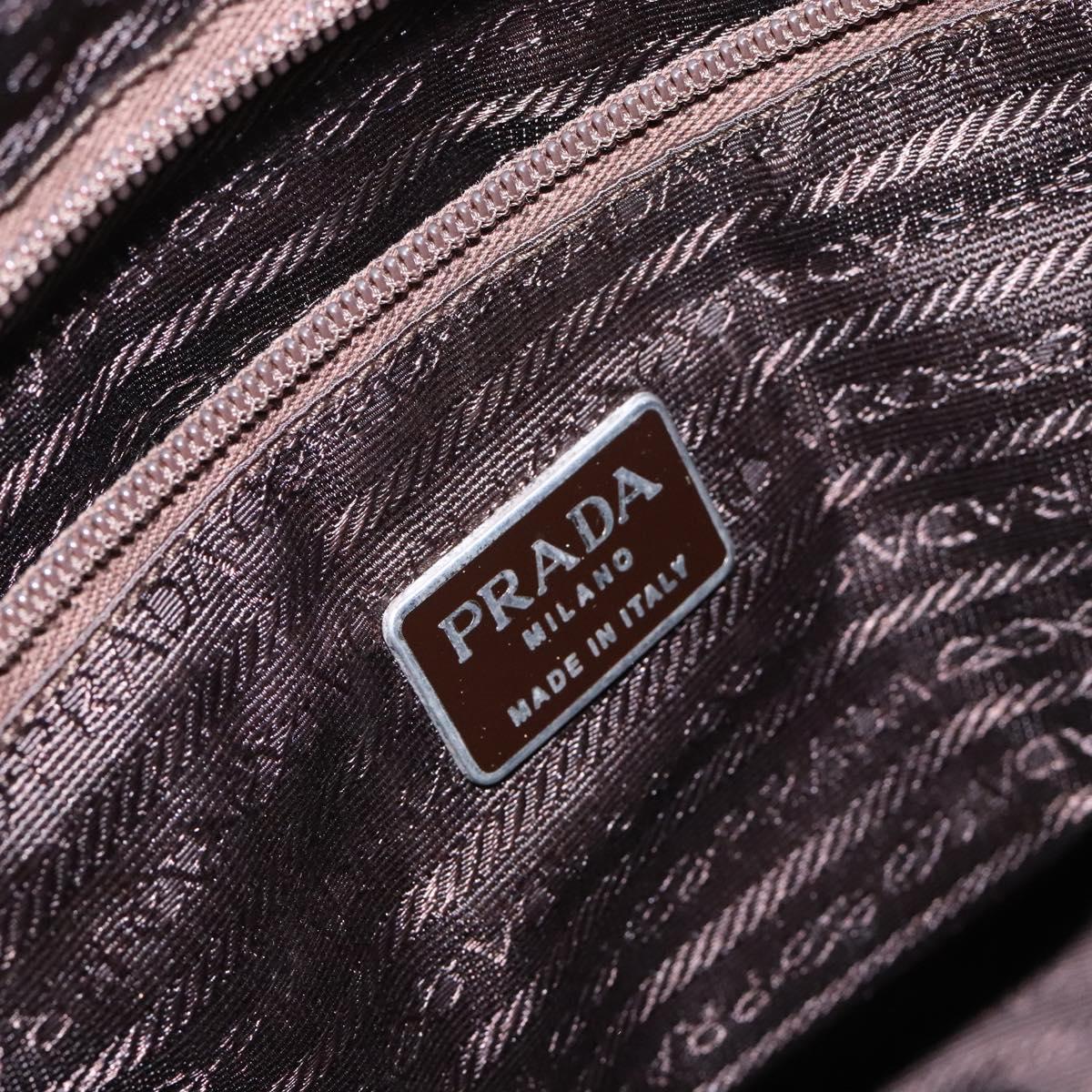 PRADA Tote Bag Nylon Khaki Silver Auth bs28058