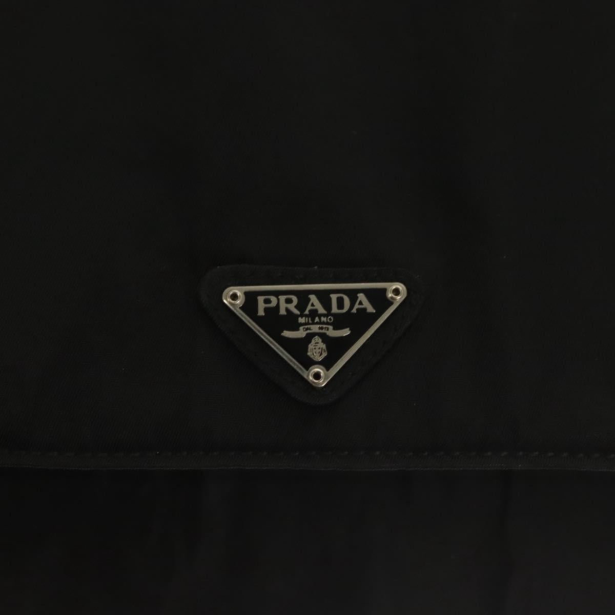 PRADA Shoulder Bag Nylon Black Silver Auth bs28061
