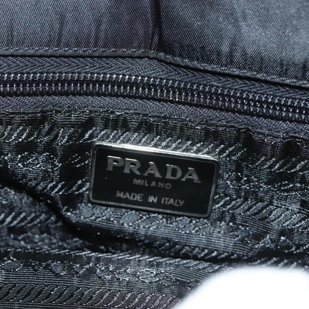 PRADA Shoulder Bag Nylon Black Silver Auth bs28061