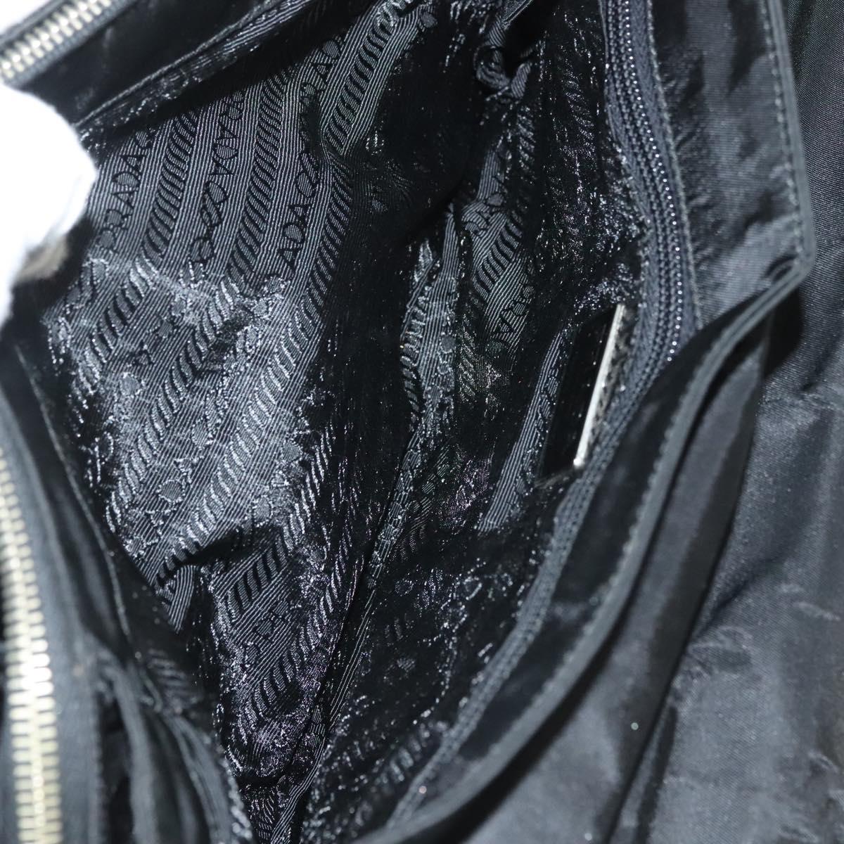 PRADA Shoulder Bag Nylon Black Silver Auth bs28061