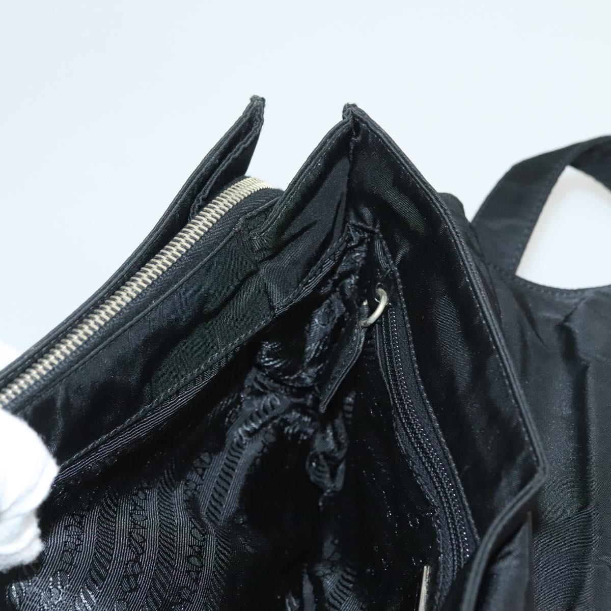 PRADA Shoulder Bag Nylon Black Silver Auth bs28061