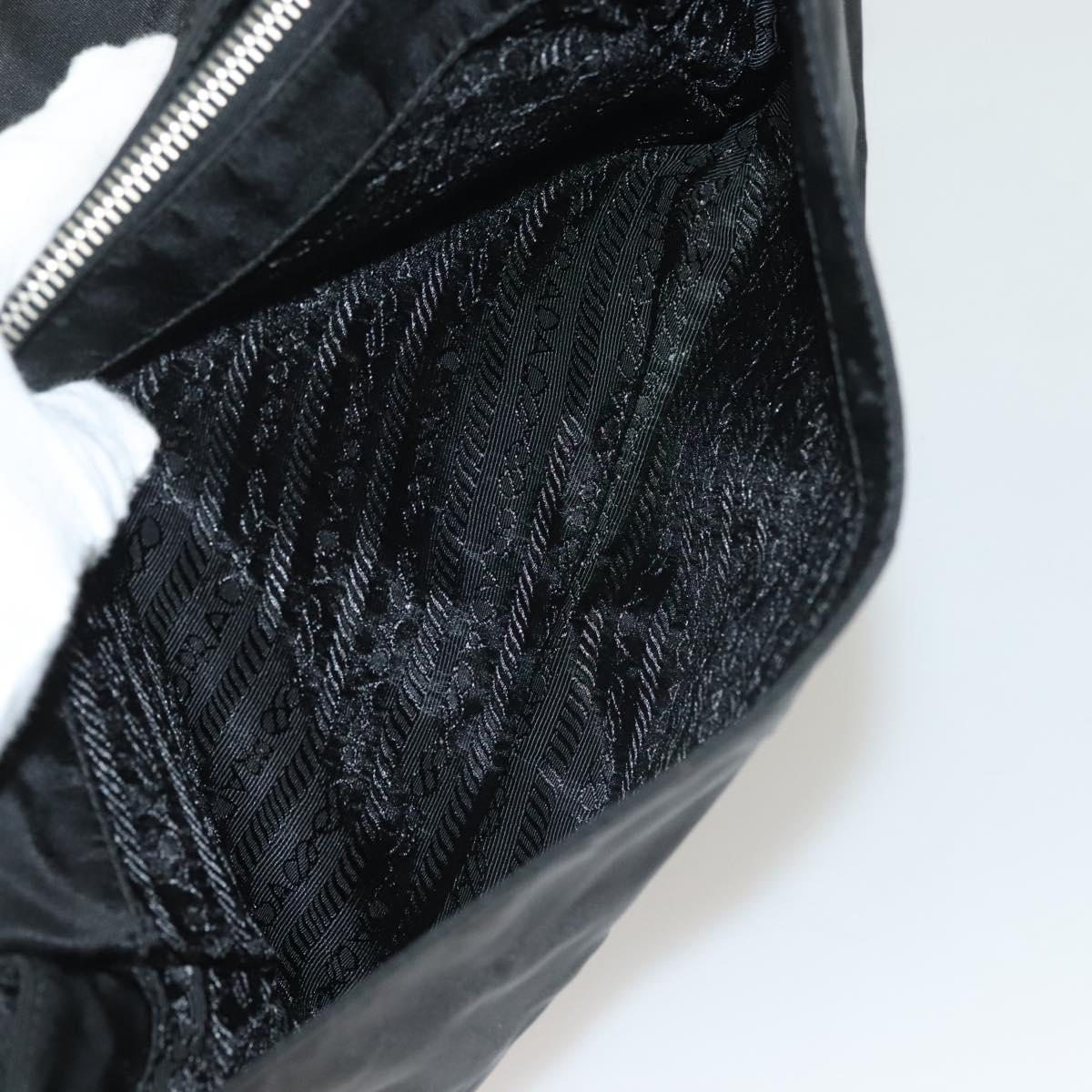 PRADA Shoulder Bag Nylon Black Silver Auth bs28061