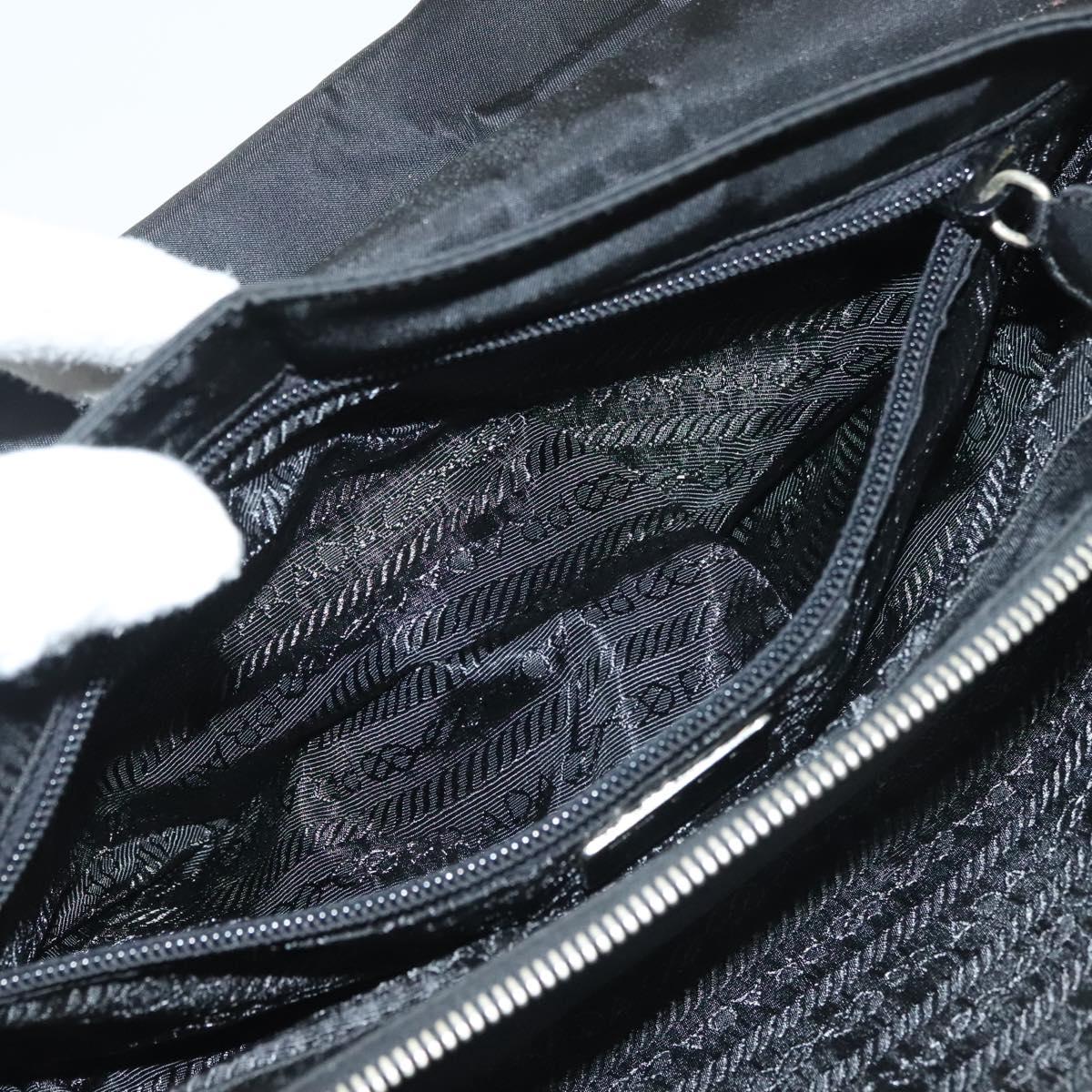 PRADA Shoulder Bag Nylon Black Silver Auth bs28061