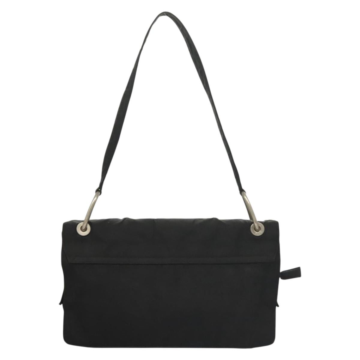 PRADA Shoulder Bag Nylon Black Silver Auth bs28061