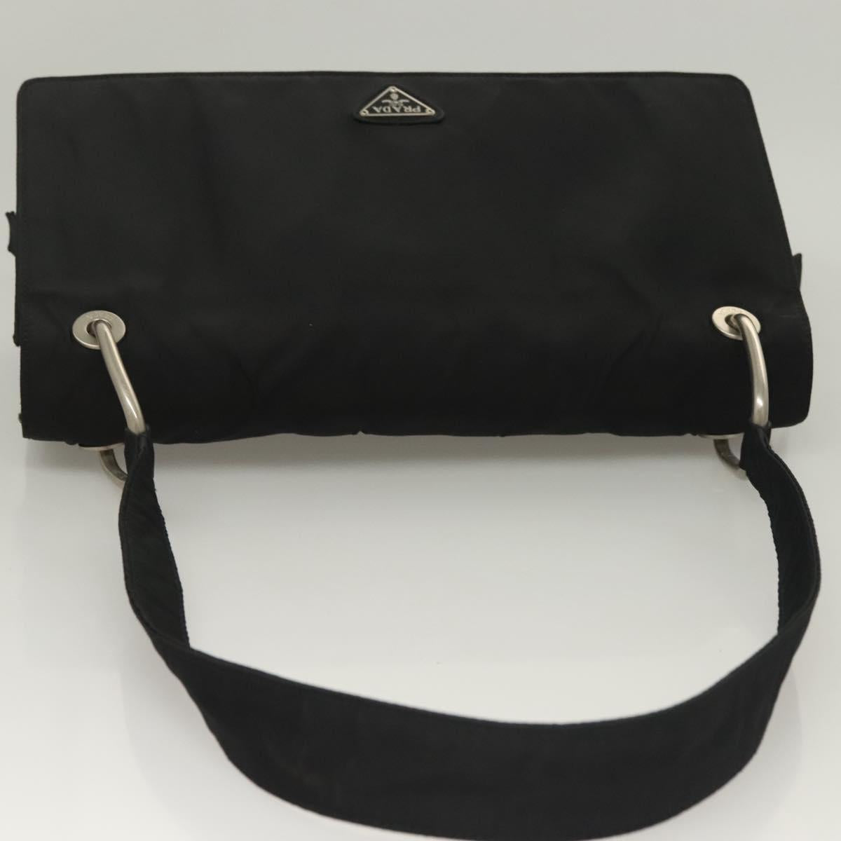 PRADA Shoulder Bag Nylon Black Silver Auth bs28061