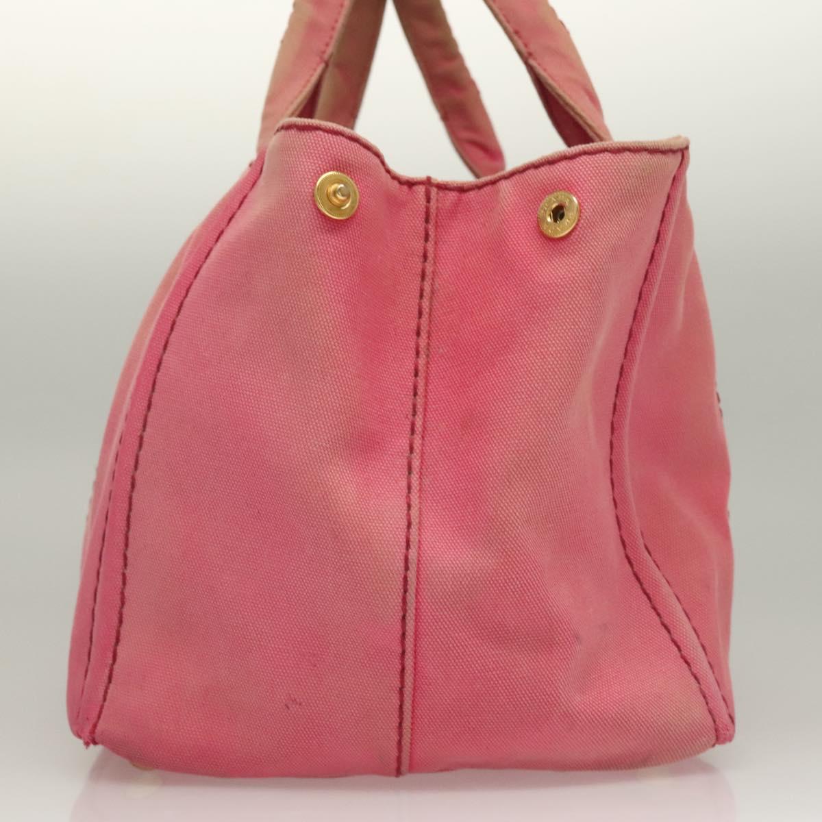 PRADA Canapa GM Hand Bag Canvas Pink Gold Auth bs28066