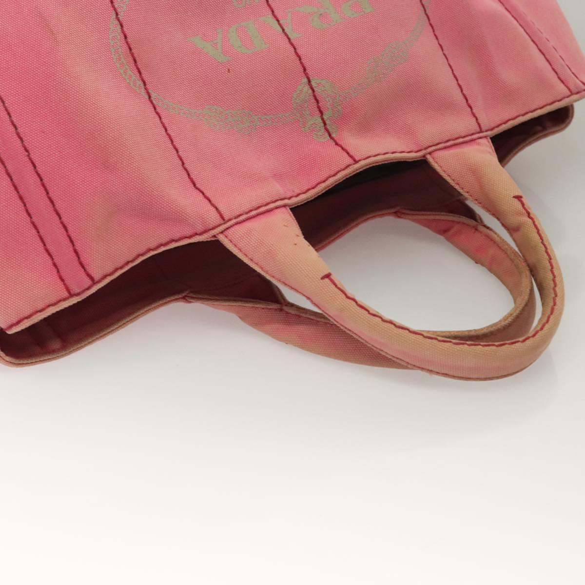 PRADA Canapa GM Hand Bag Canvas Pink Gold Auth bs28066