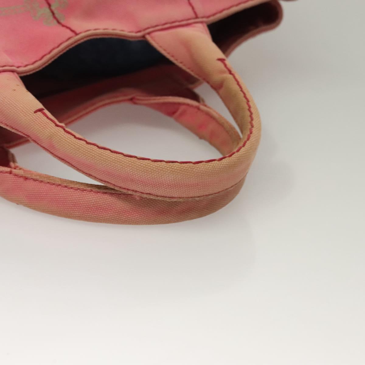 PRADA Canapa GM Hand Bag Canvas Pink Gold Auth bs28066
