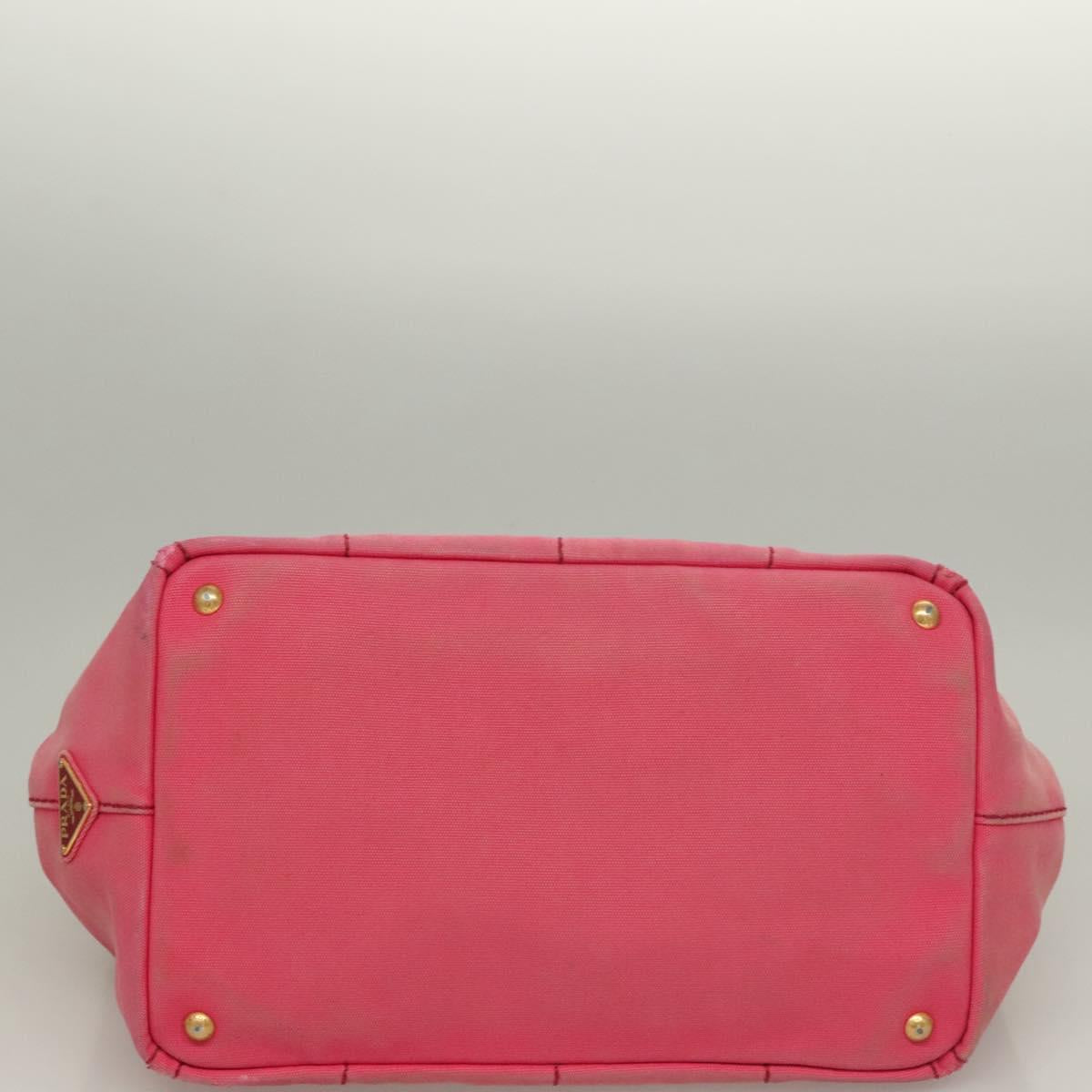 PRADA Canapa GM Hand Bag Canvas Pink Gold Auth bs28066