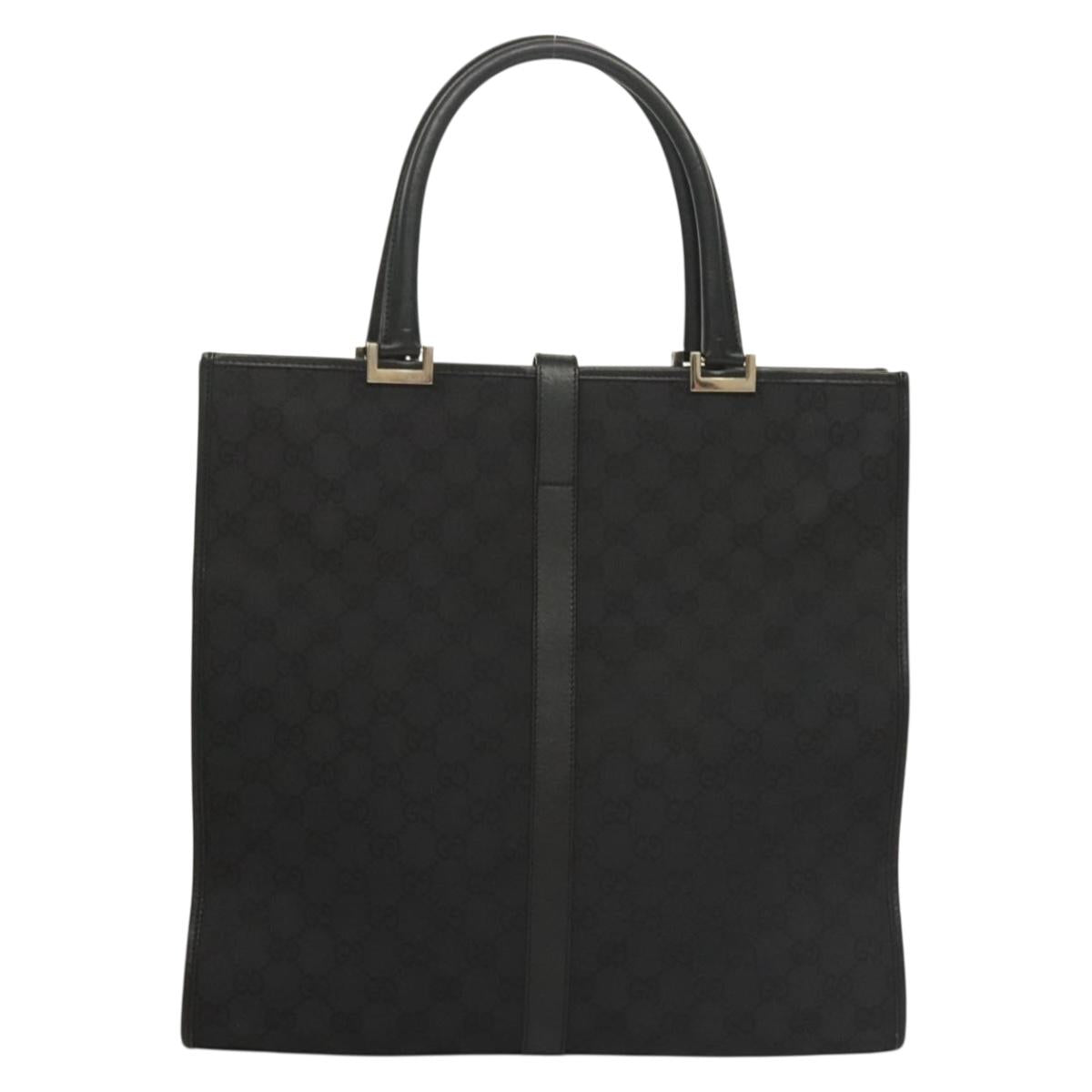 GUCCI GG Canvas Jackie Tote Bag Black Silver 002 1064 1669 Auth bs28068