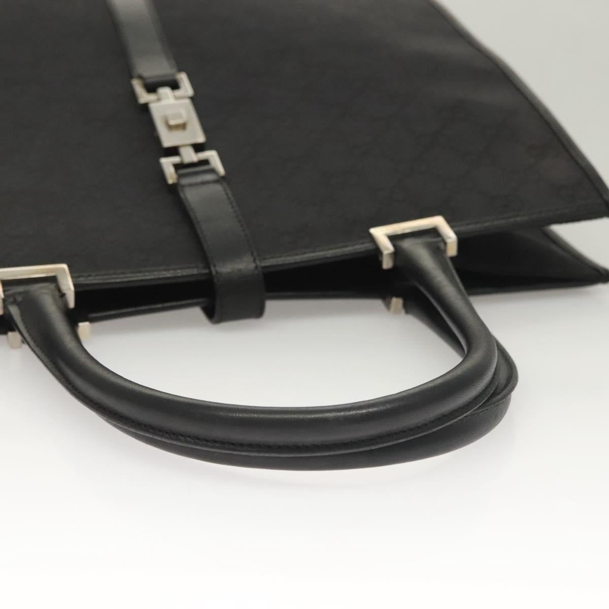 GUCCI GG Canvas Jackie Tote Bag Black Silver 002 1064 1669 Auth bs28068
