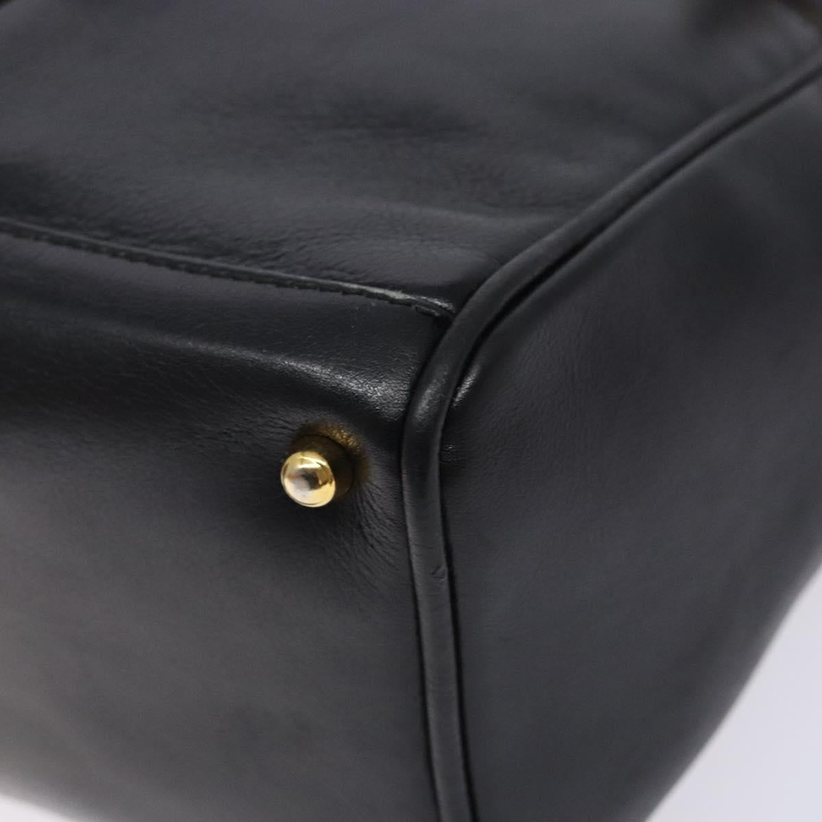 GUCCI Bamboo Hand Bag Leather Black Gold 000 122 0316 Auth bs28069
