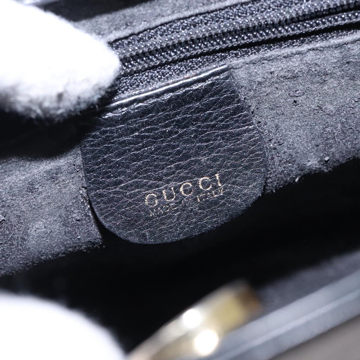 GUCCI Bamboo Hand Bag Leather Black Gold 000 122 0316 Auth bs28069