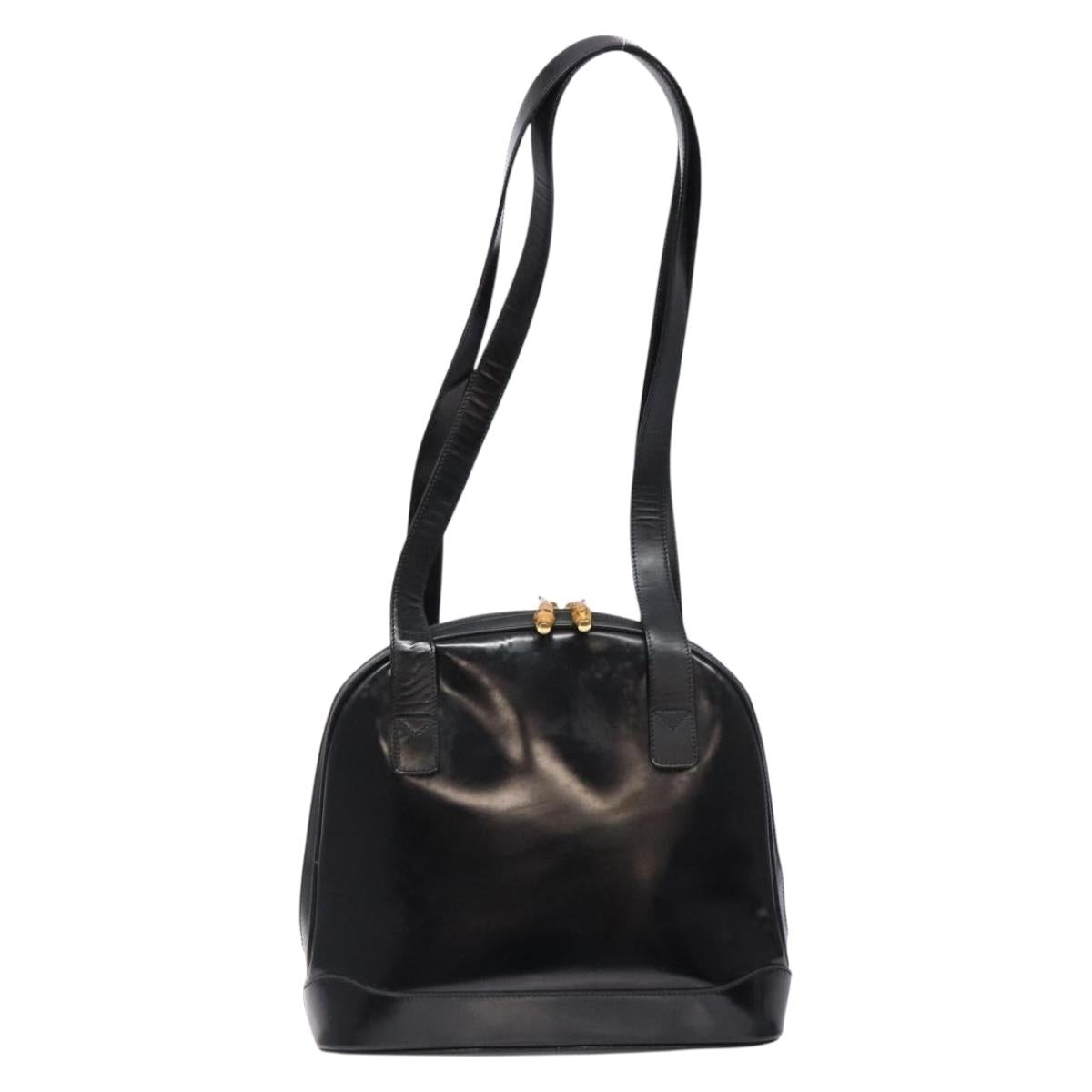 GUCCI Shoulder Bag Enamel Black Gold 001 1075 1650 0 Auth bs28070