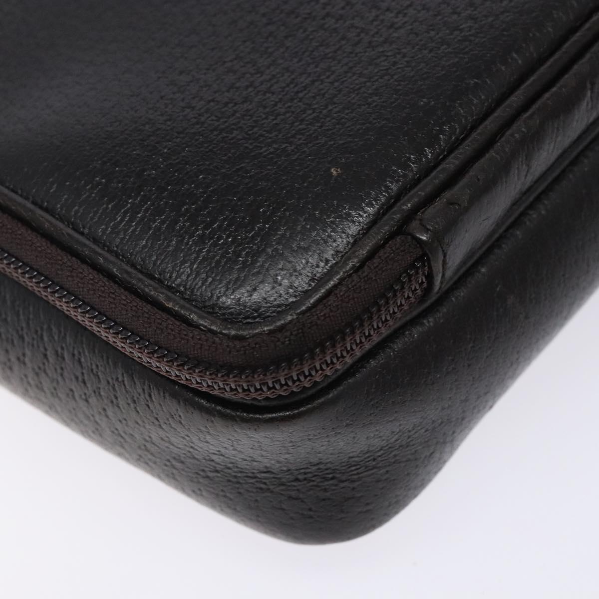 GUCCI Clutch Bag Leather Brown Silver 018 3700 Auth bs28071