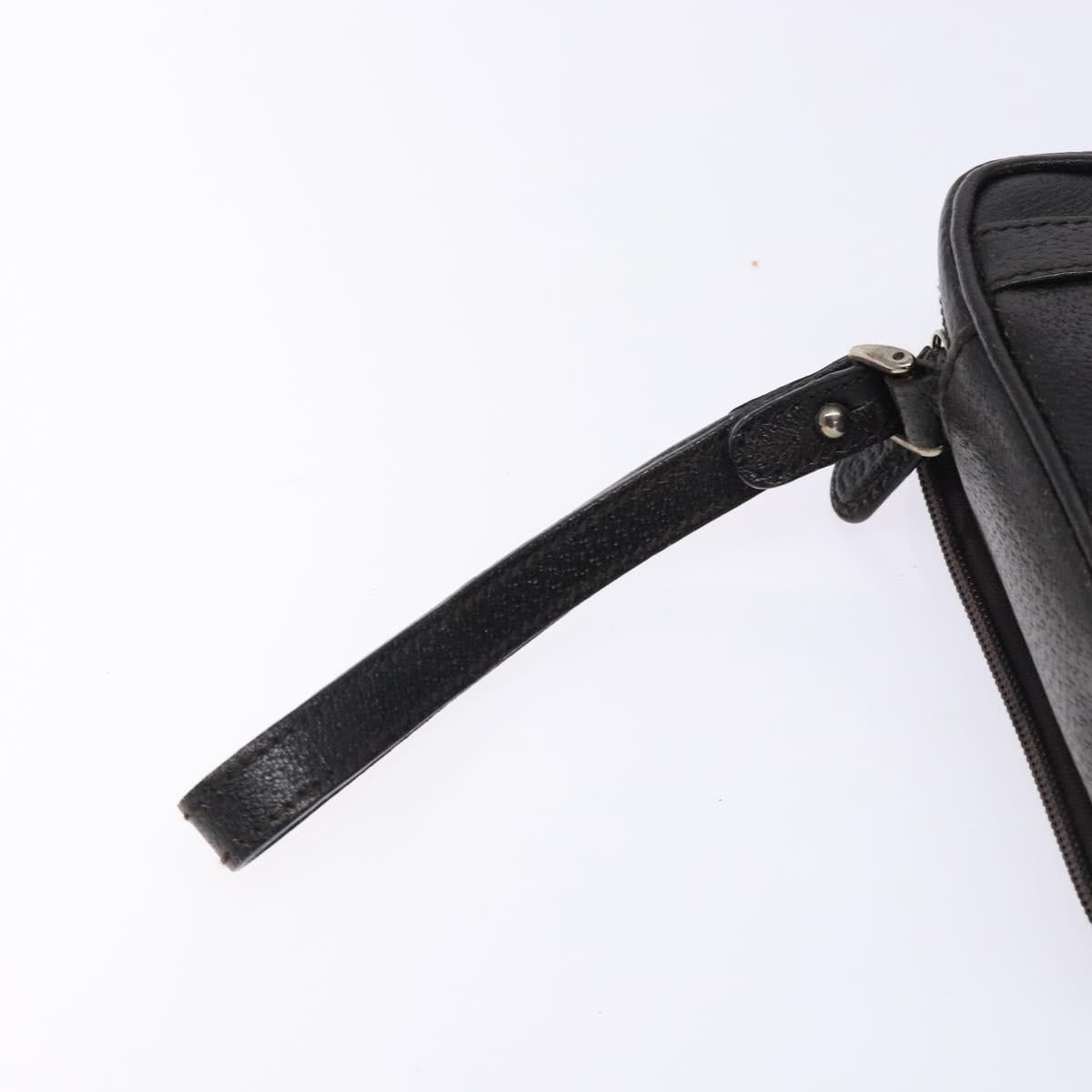 GUCCI Clutch Bag Leather Brown Silver 018 3700 Auth bs28071