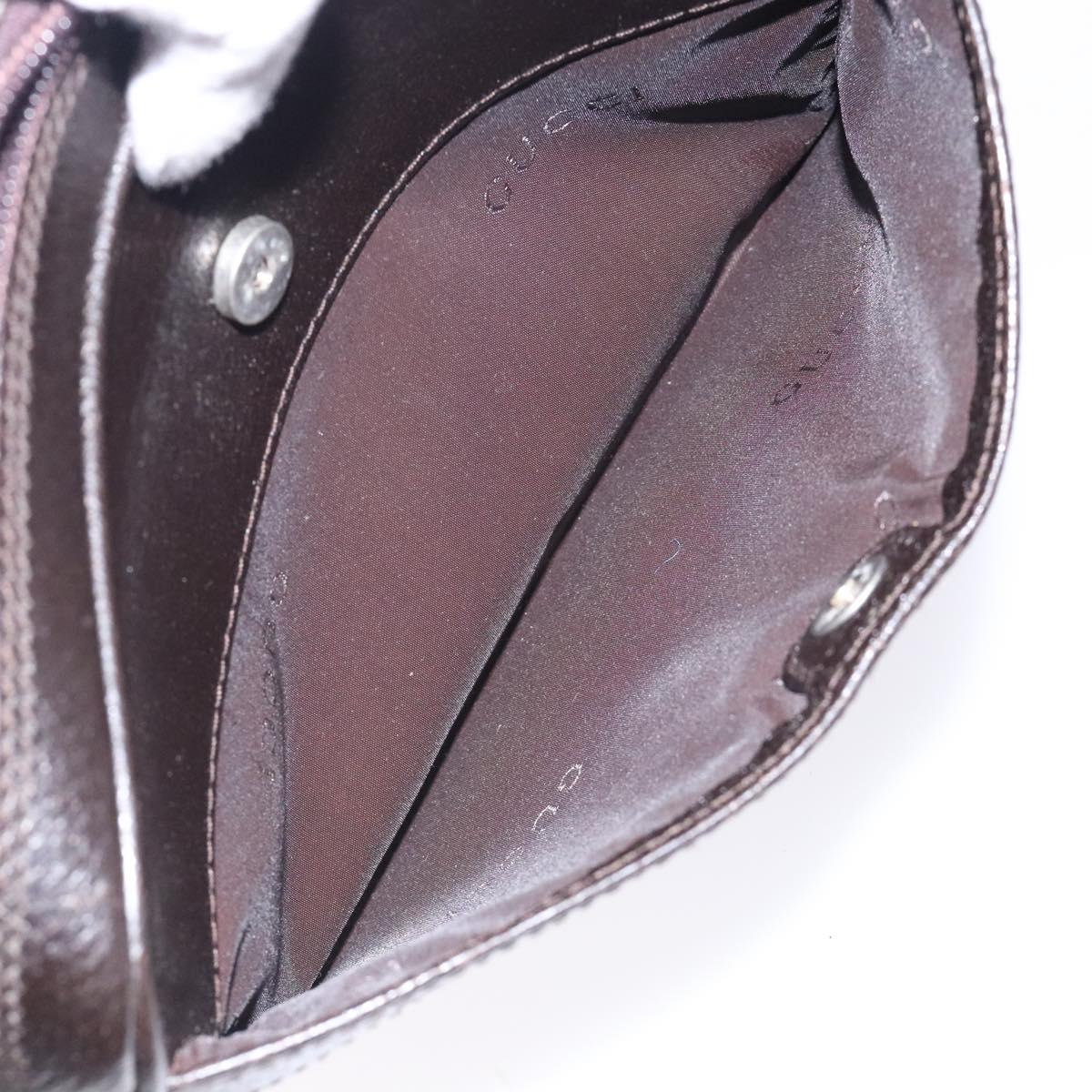 GUCCI Clutch Bag Leather Brown Silver 018 3700 Auth bs28071