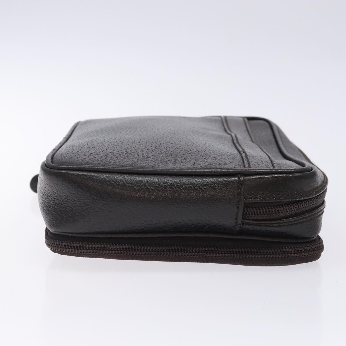 GUCCI Clutch Bag Leather Brown Silver 018 3700 Auth bs28071