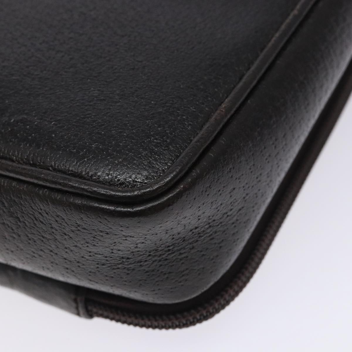 GUCCI Clutch Bag Leather Brown Silver 018 3700 Auth bs28071