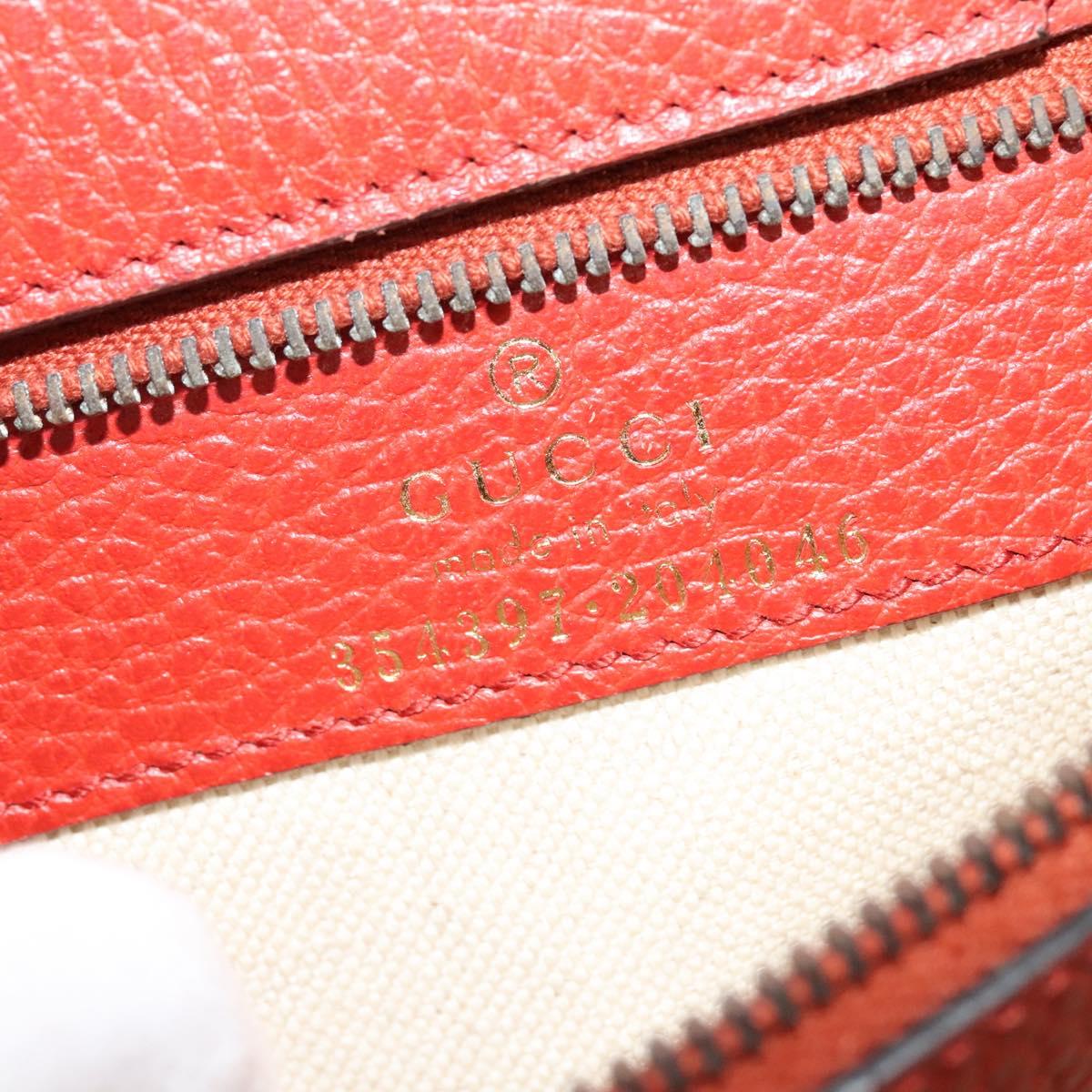 GUCCI Tote Bag Leather Red Gold 354397. Auth bs28080