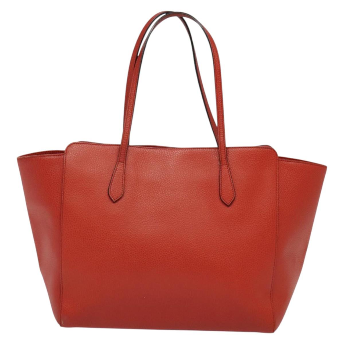 GUCCI Tote Bag Leather Red Gold 354397. Auth bs28080