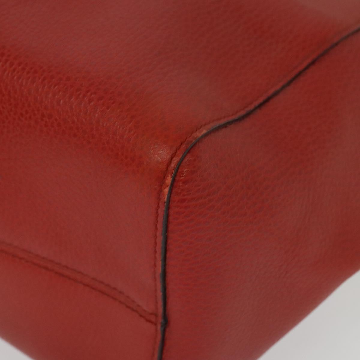 GUCCI Tote Bag Leather Red Gold 354397. Auth bs28080