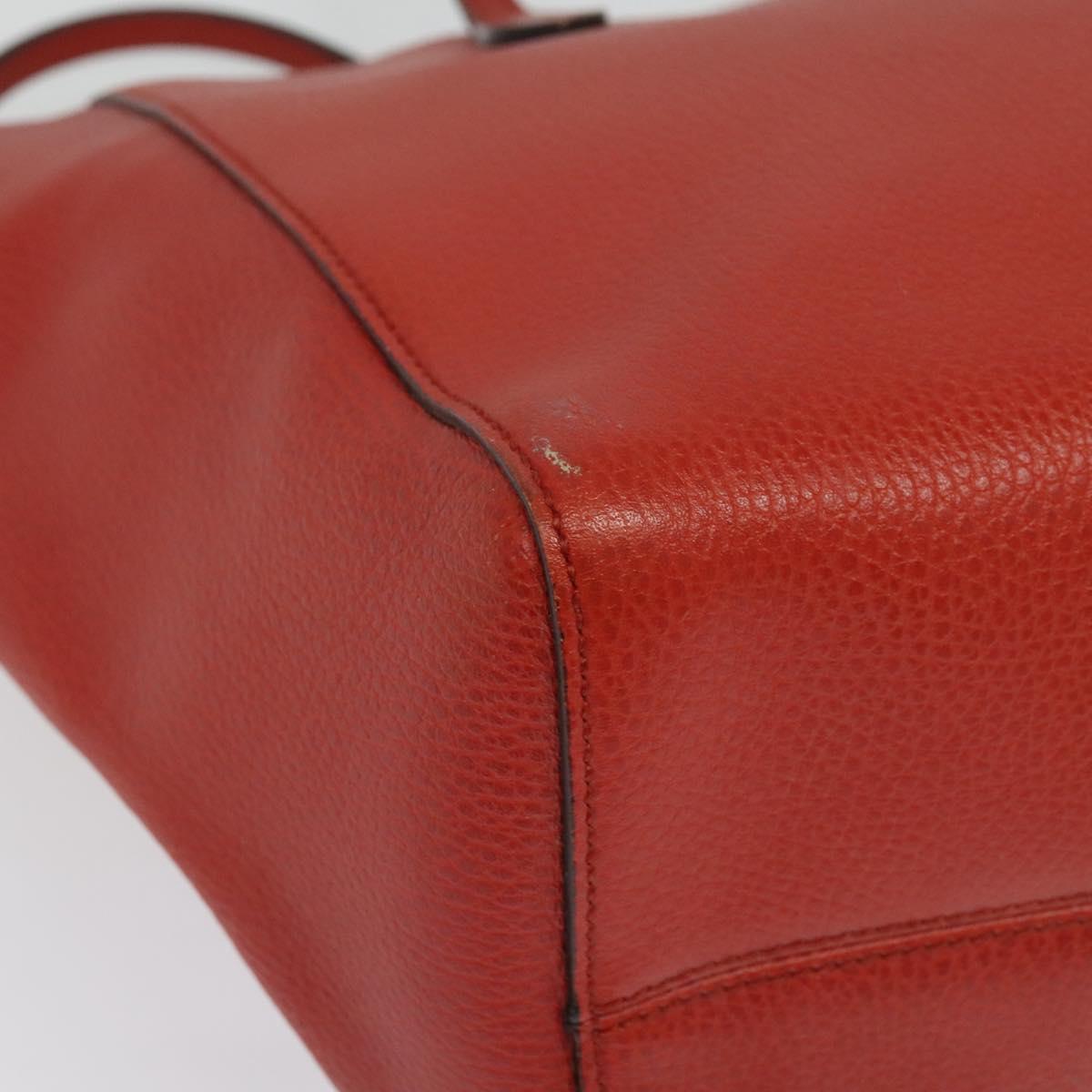 GUCCI Tote Bag Leather Red Gold 354397. Auth bs28080