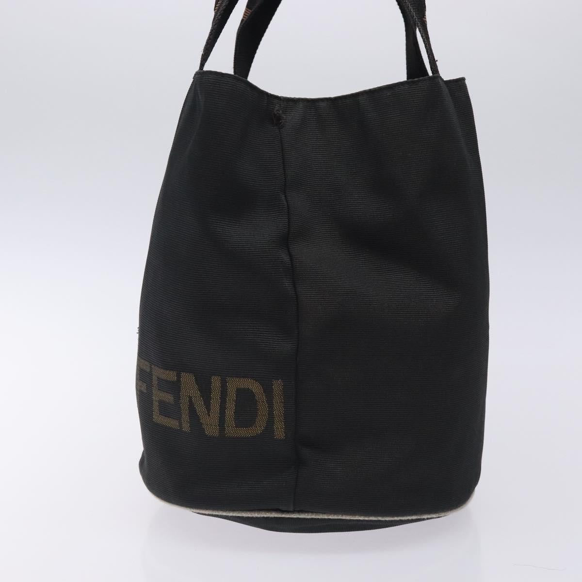 FENDI Hand Bag Canvas Black Silver Auth bs28083