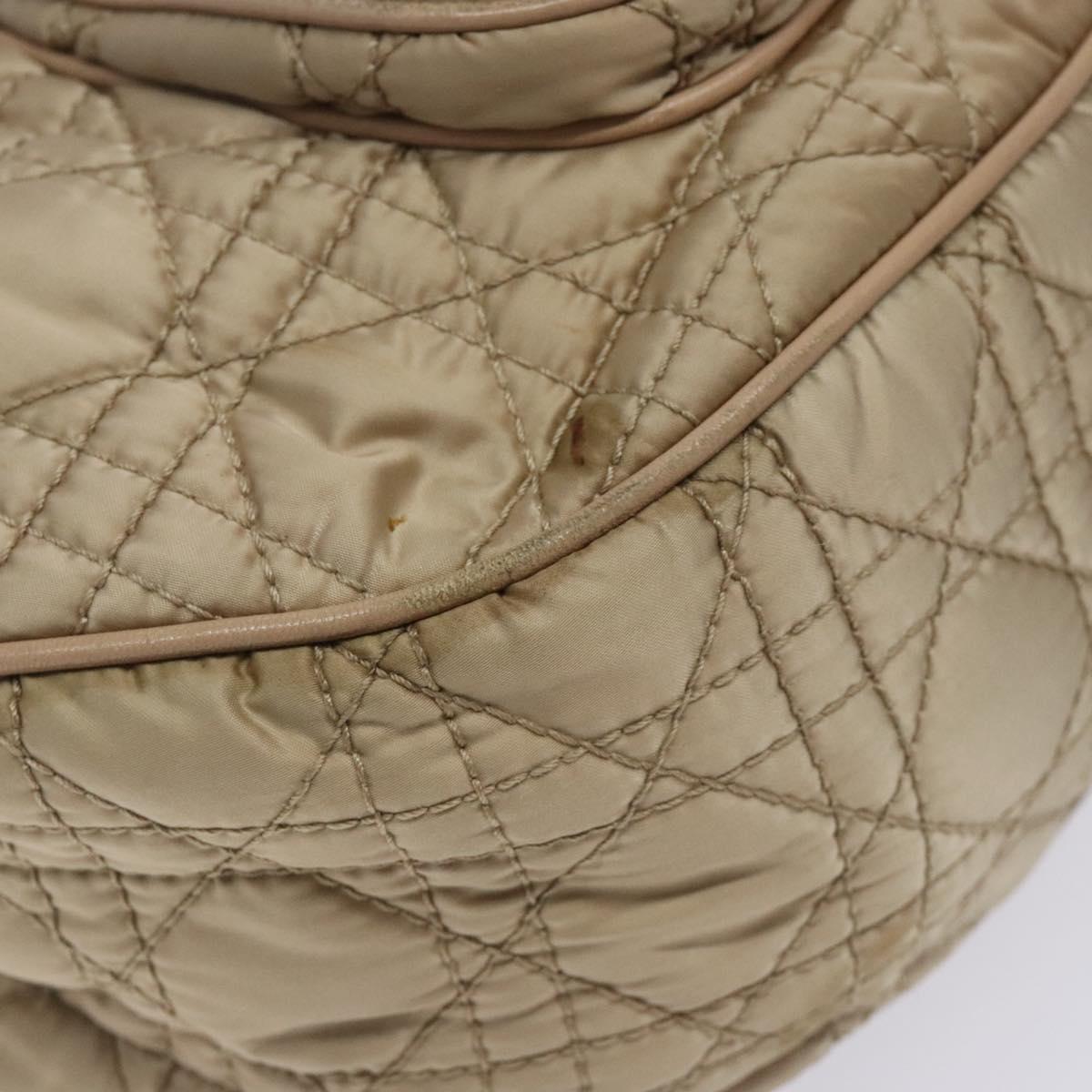 Christian Dior Canage Hand Bag Nylon Beige Gold Auth bs28087