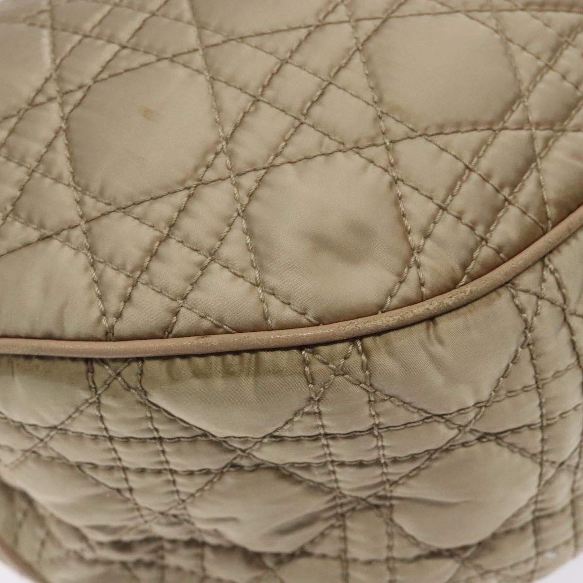 Christian Dior Canage Hand Bag Nylon Beige Gold Auth bs28087
