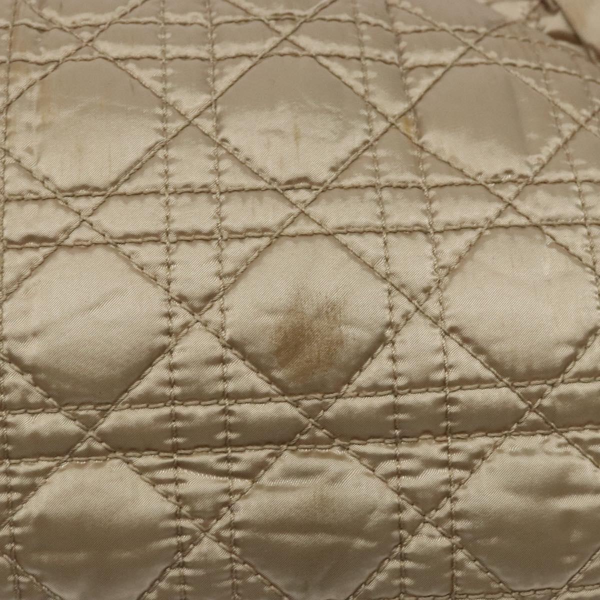 Christian Dior Canage Hand Bag Nylon Beige Gold Auth bs28087