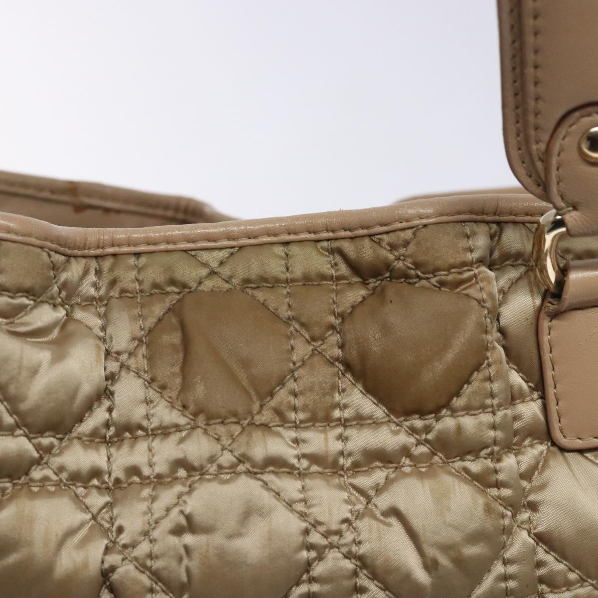 Christian Dior Canage Hand Bag Nylon Beige Gold Auth bs28087