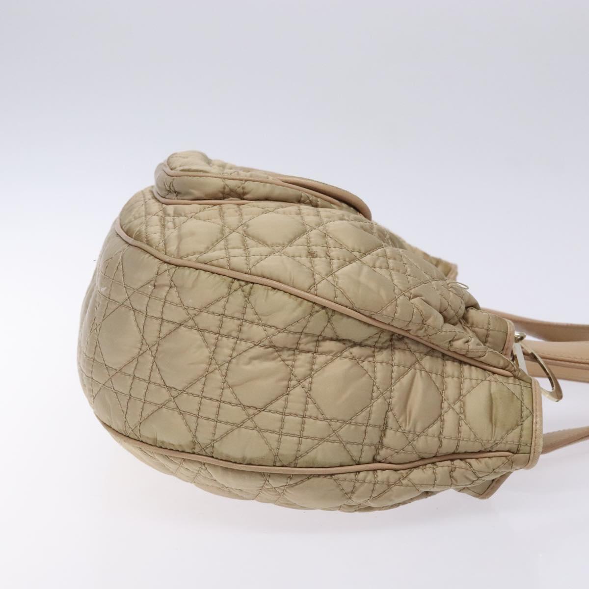 Christian Dior Canage Hand Bag Nylon Beige Gold Auth bs28087