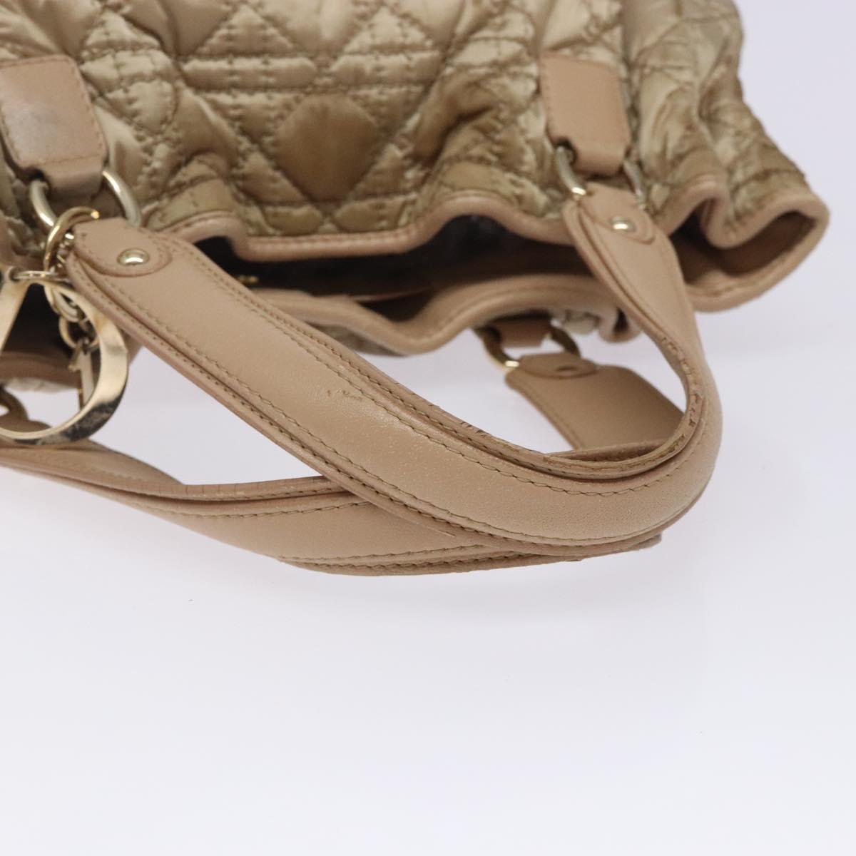 Christian Dior Canage Hand Bag Nylon Beige Gold Auth bs28087