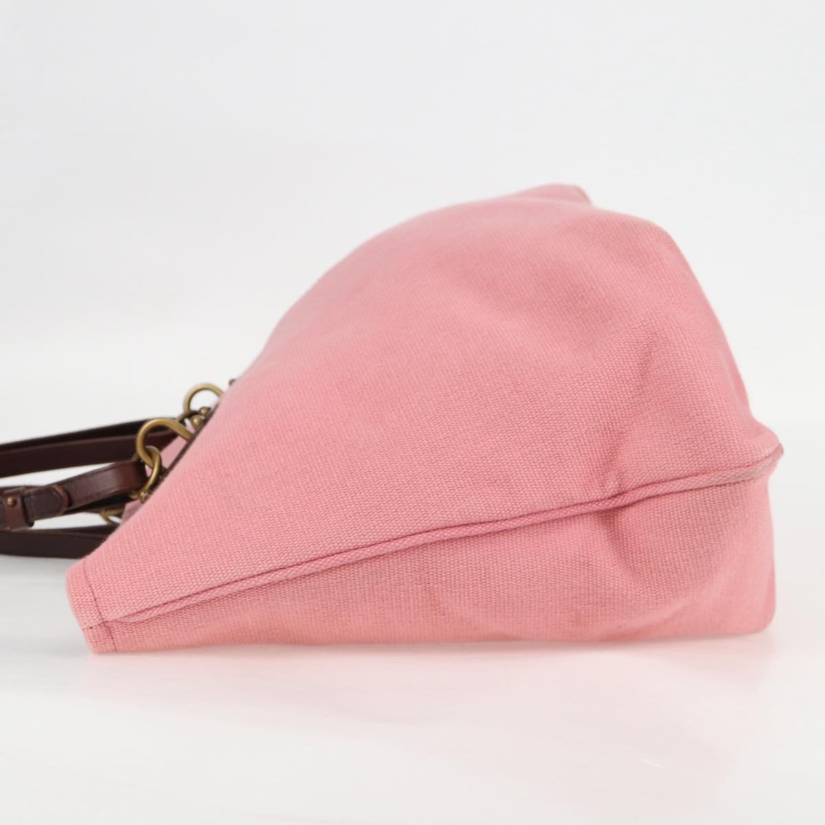 BOTTEGA VENETA Tote Bag Canvas Pink Gold Auth bs28112