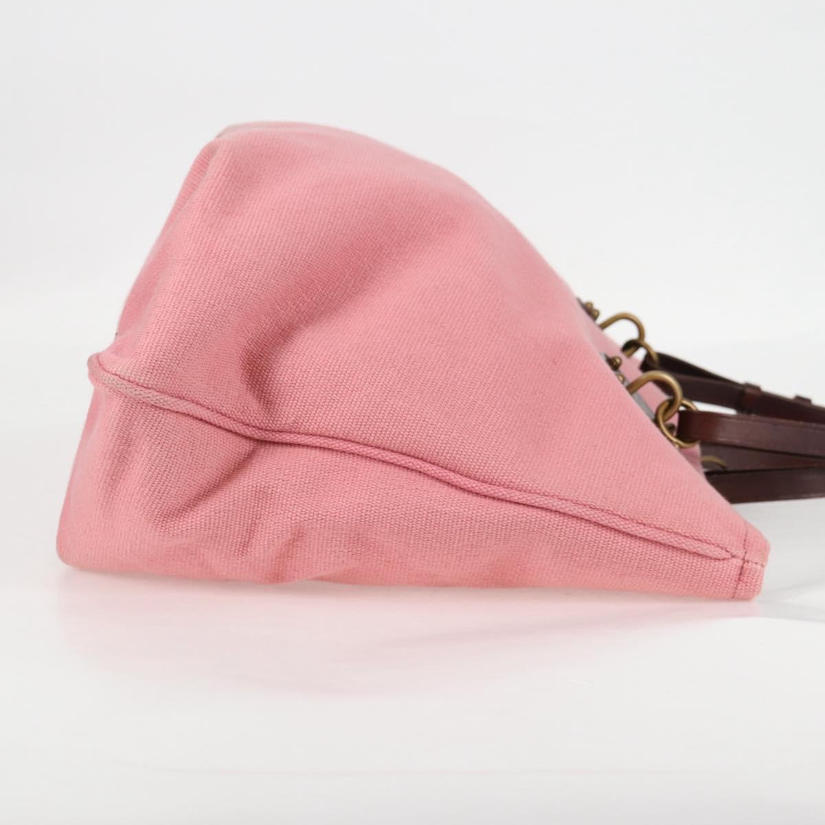 BOTTEGA VENETA Tote Bag Canvas Pink Gold Auth bs28112
