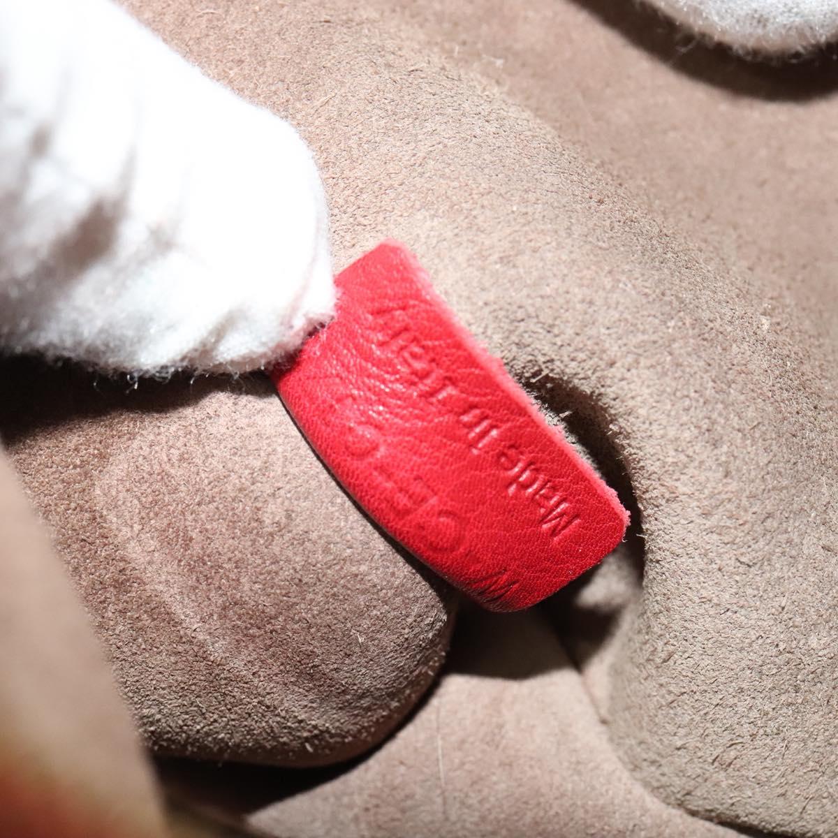 CELINE Chain Shoulder Bag Leather Red Gold Auth bs28138