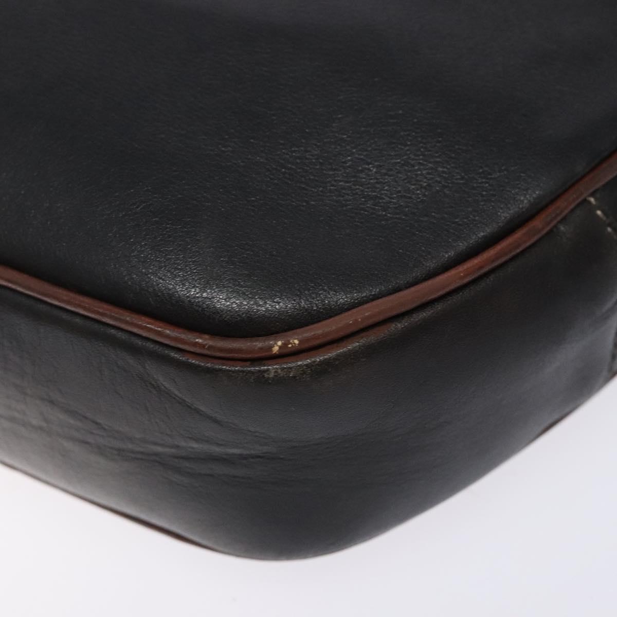 CELINE Shoulder Bag Leather Black Gold Auth bs28139