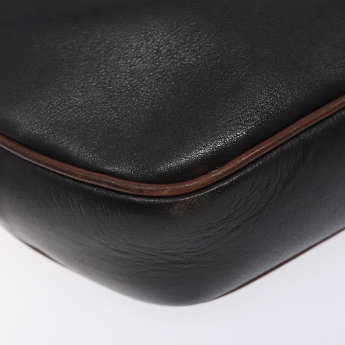 CELINE Shoulder Bag Leather Black Gold Auth bs28139