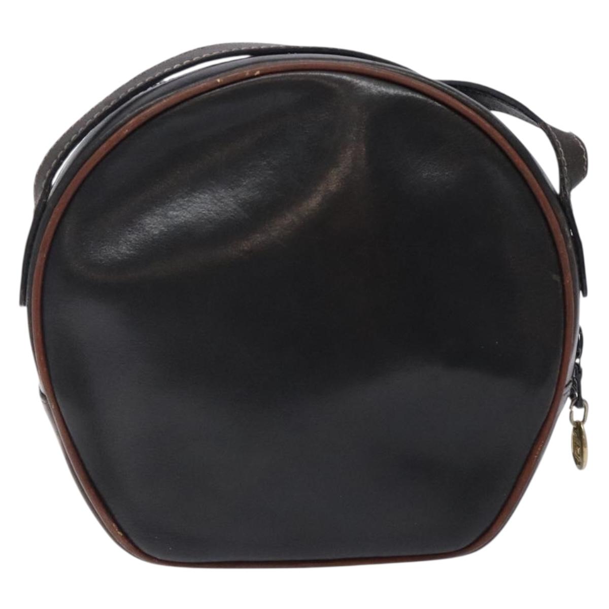 CELINE Shoulder Bag Leather Black Gold Auth bs28139