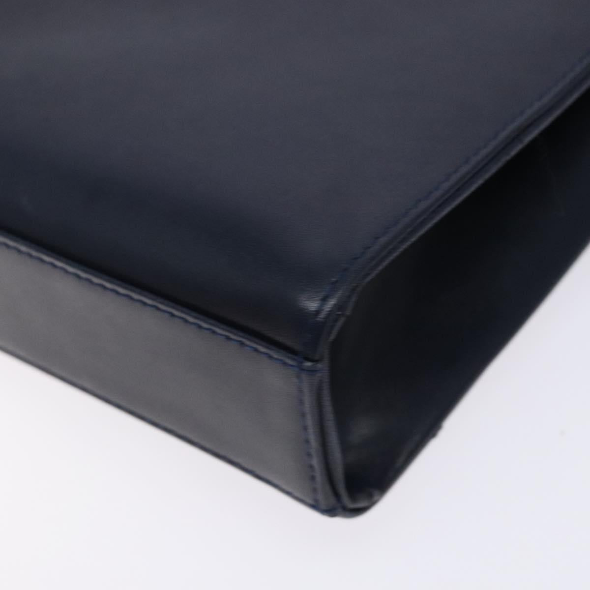 GIVENCHY Shoulder Bag Leather Navy Gold Auth bs28140