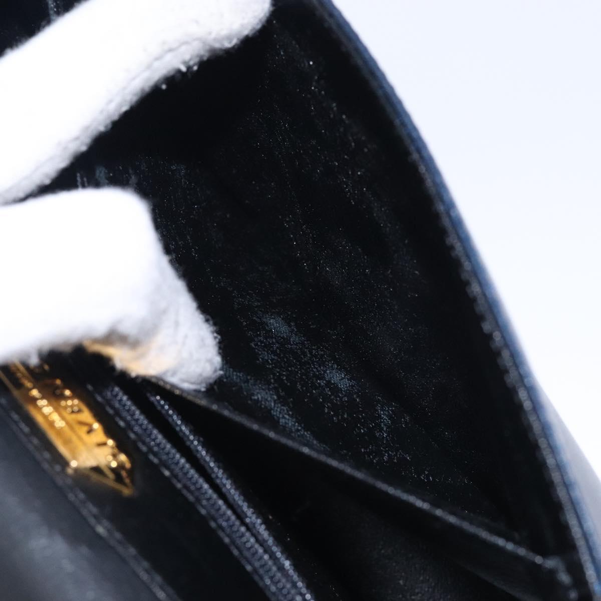 GIVENCHY Shoulder Bag Leather Navy Gold Auth bs28140