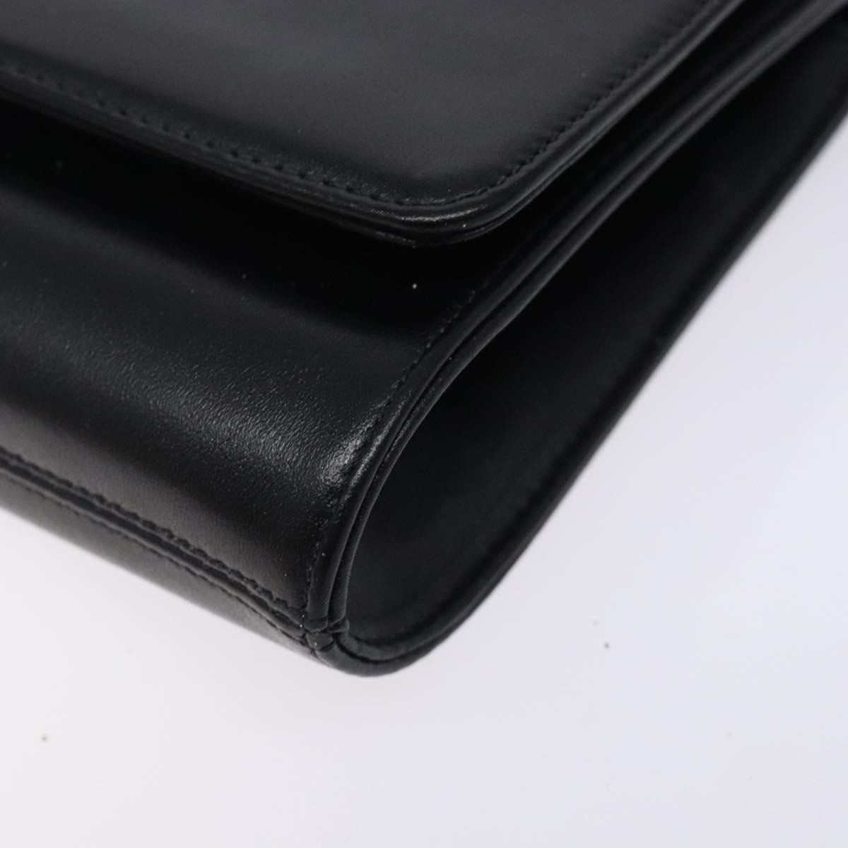 GIVENCHY Shoulder Bag Leather Black Gold Auth bs28141