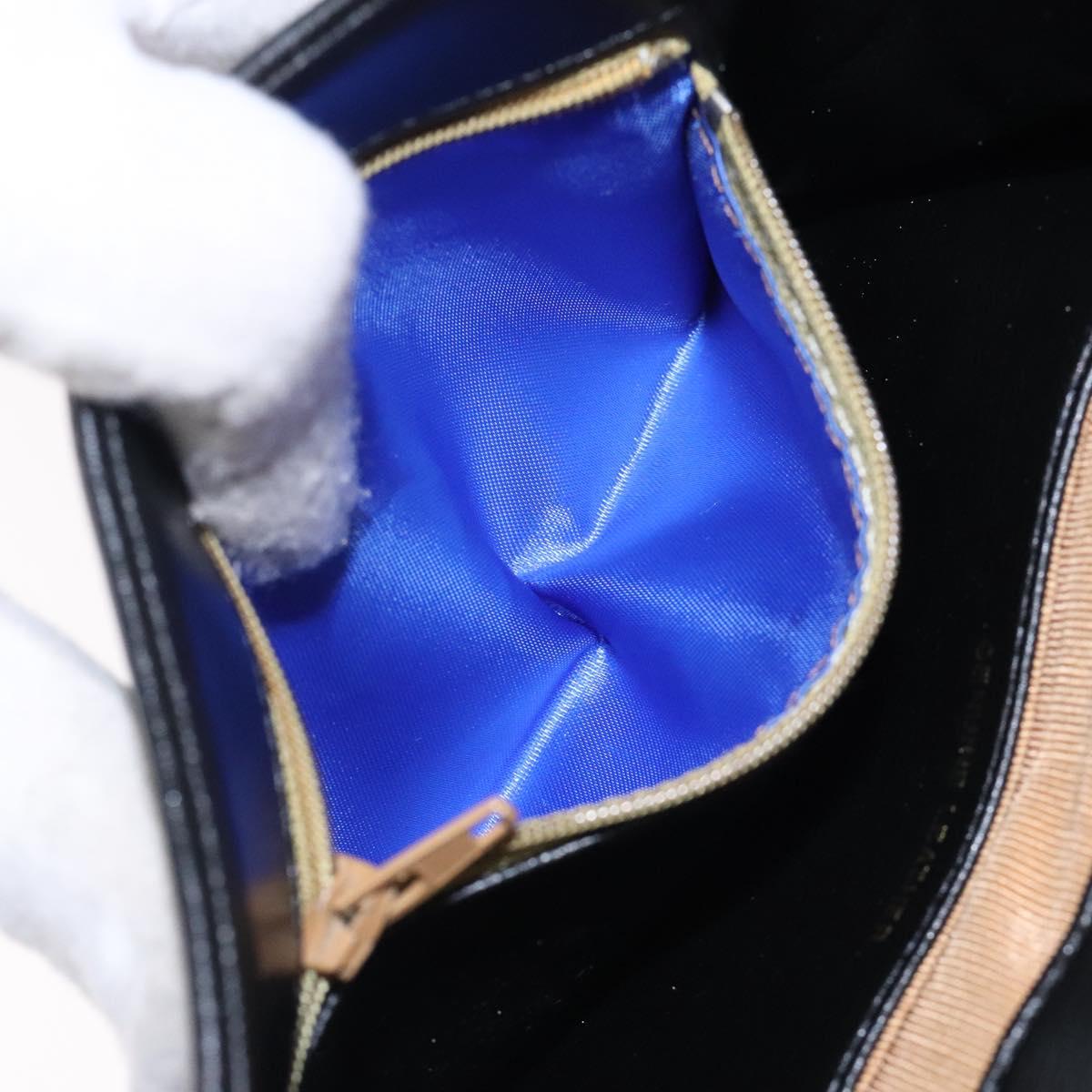 GIVENCHY Shoulder Bag Leather Black Gold Auth bs28141