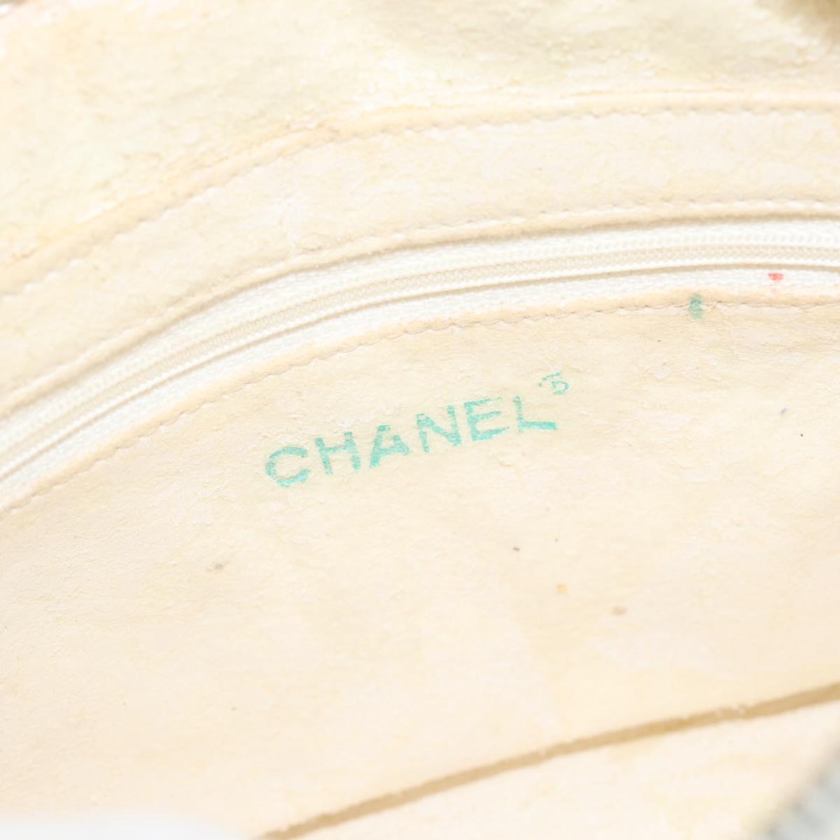 CHANEL Matelasse Chain Shoulder Bag Lamb Skin White Gold CC Auth bs28144